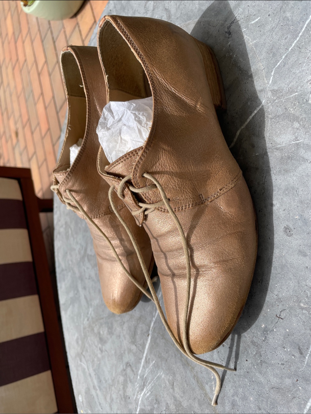 Gravity Pope Goat skin Women's Lace-Up Leather Oxfords in Tan